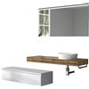 TFT Mobile Bagno Sospeso 220cm Top Con Lavabo, Base Con Cassetto E Specchio Con LED Integrato