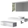 TFT Mobile Bagno Sospeso 220cm Top Con Lavabo, Base Con Cassetto E Specchio Con LED Integrato