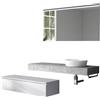 TFT Mobile Bagno Sospeso 220cm Top Con Lavabo, Base Con Cassetto E Specchio Con LED Integrato