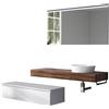TFT Mobile Bagno Sospeso 220cm Top Con Lavabo, Base Con Cassetto E Specchio Con LED Integrato