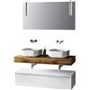 TFT Composizione Bagno 120cm Con Doppio Lavabo, Base Con Cassetto E Specchio Con Lampada