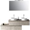 TFT Mobile Bagno 160cm Con Doppio Lavabo, 4 Basi Con Cassetti E Specchio Con Lampada