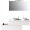 TFT Mobile Bagno 160cm Con Doppio Lavabo, 4 Basi Con Cassetti E Specchio Con Lampada
