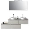 TFT Mobile Bagno 160cm Con Doppio Lavabo, 4 Basi Con Cassetti E Specchio Con Lampada
