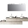 TFT Composizione Bagno 225cm Sospesa Con Doppio Lavabo, Cassetti E Specchio