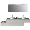 TFT Composizione Bagno 225cm Sospesa Con Doppio Lavabo, Cassetti E Specchio