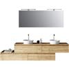 TFT Composizione Bagno 225cm Sospesa Con Doppio Lavabo, Cassetti E Specchio
