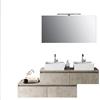 TFT Composizione Bagno 160cm Con Doppio Lavabo, Cassetti E Specchio Con Lampada