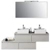 TFT Composizione Bagno 160cm Con Doppio Lavabo, Cassetti E Specchio Con Lampada