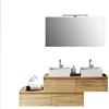TFT Composizione Bagno 160cm Con Doppio Lavabo, Cassetti E Specchio Con Lampada