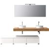 TFT Composizione Bagno 180cm Con Doppio Lavabo, Cassetti E Specchio