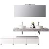 TFT Composizione Bagno 180cm Con Doppio Lavabo, Cassetti E Specchio