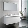 TFT Mobile Bagno 120cm Sospeso Due Cassetti Lavabo Doppia Vasca e Specchio Con Lampada