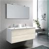 TFT Mobile Bagno 120cm Sospeso Due Cassetti Lavabo Doppia Vasca e Specchio Con Lampada