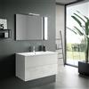TFT Composizione Mobile Bagno 90cm Sospeso Due Cassetti e Specchio Con Lampada