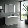 TFT Composizione Mobile Bagno 90cm Sospeso Due Cassetti e Specchio Con Lampada