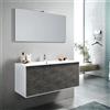 TFT Mobile Bagno 120cm Sospeso Due Cassetti e Specchio Con Lampada
