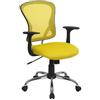 Flash Furniture Sedia da Lavoro Girevole con Schienale Medio, Base e braccioli cromati, Metallo, Giallo, 73,66 x 60,96 x 27,94 cm