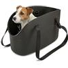 Ferplast Borsa per Cani fino a 8 Kg. Trasportino Gatti in Plastica Gommata, Impermeabile e Lavabile, Manici Regolabili, Cinghia di sicurezza, 43,5 x 21,5 x h 27 cm. Nero