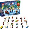 LEGO City Calendario dell'Avvento 2021, Giocattoli Natalizi per Bambini dai 5 Annicon Tappetino e 6 Personaggi, 60303