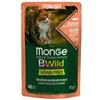 Monge Bwild - Grain Free - Bocconcini maltagliati in salsa - Salmone con Gamberetti e Ortaggi - Sterilised 85 gr