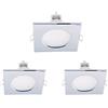 LEDLUX 3 Pezzi Faretti Led da Incasso Quadrato, Dimmerabile Con Triac Dimmer, 220V 5W 550 Lumen, 90X90X37mm, Foro 70mm, Impermeabile IP65, Quick Connettore (Cool White 6500K, Argento Cromato)