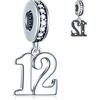GLOWDAS 12 anni di compleanno Dangle Charms si adatta Pandora Donne Bracciale, 925 argento Sterling 12 ° anniversario Pendente Perline con pietre di nascita, numero 12 Bday Regali per gli amici/sorella
