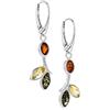 Copal Orecchini Donna Argento 925 Con Ambra Multicolore Design Floreale