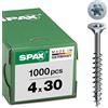 Spax T-STAR plus 0/1050/1/ 4,0/30/01 - Vite universale con testa svasata, 4CUT, filettatura parziale, lucida zincata tramite galvanizzazione, Zincato, 4,0 x 30 mm
