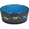 Flamingo GAMELLE PER CIBO E ACQUA Cane CORI CERAMICA Blu Rotondo ANTIDERAPANTE 1250ML 18,5x7,5CM