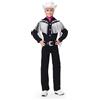 Barbie The Movie - Ken, bambola del fim collezione con outfit nero e frange bianche, cappello e stivali da cowboy e bandana rosa, giocattolo per bambini, 6+ anni, HRF30