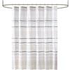 INK+IVY NEA 100% cotone tenda da doccia con nappe boho, stampa a righe, lavabile in lavatrice, arredamento moderno per la casa, bagno vasca da bagno, schermo privacy, 183,9 x 183,9 cm, bianco/grigio