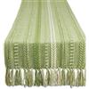 DII Runner da tavola a righe intrecciate, collezione Farmhouse, 15 x 108 (15 x 113 cm, frange incluse), verde antico