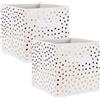 DII Non Woven Polyester Storage Bin, Polka DOT, White & Gold, Large Set of 2
