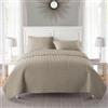 VCNY Home Quilt Set di Biancheria da Letto Reversibile Super Morbido con federe abbinate, Perfetto per Tutte Le Stagioni, Microfibra, Nina Taupe, Full/Queen