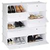 Relaxdays Scarpiera Armadio, HxLxP 90x94x37 cm, Portascarpe 10 Scomparti, Scaffale Sistema a Incastro, Plastica, Bianco