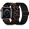 Easuny Cinturino Elastico Compatibile con Cinturino Apple Watch 38mm 40mm 41mm 42mm, Banda Nylon Morbida Regolabile per iWatch Series 11 10 9 8 7 6 5 4 3 2 1 SE Ultra per Donne Uomini, Nero/Leopardo