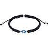 Kuzzoi Bracciale da uomo con simbolo Evil Eye (7 x 12,5 mm), cinturino in tessuto in nylon, occhio Fatima con smalto argento 925, lunghezza 19 cm - 21 cm, regolabile