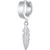 Kuzzoi Orecchini da uomo a cerchio, a forma di piuma, con cerniera singola (13 mm), rotondi, per uomini in stile bohémien, 1 paio di orecchini a cerchio in argento sterling 925 per uomo