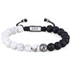 GAVU Bracciale da Uomo con Perline di Onice e Howlite e Charm Yin Yang in Acciaio Inox, Bracciale Pietre Naturali da Uomo Regolabile
