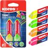 Kores - Trino: Gomme Colorate Triangolari in PVC con Rivestimento in Carta per Bambini, Studenti e Adulti, Non Tossiche e Adatte ai più Piccoli, 60 x 20 x 18 mm, Confezione da 2 in 4 Colori Fluo