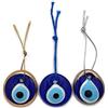 Mystic Jewels - 3 occhi di vetro da appendere, contro il malocchio, blu e bianco in 3 colori, colore blu classico, contorno oro e argento, rotondi