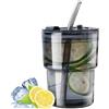 BigNoseDeer Set di bicchieri in vetro con cannucce, eleganti bicchieri in vetro trasparente con coperchi e cannucce, bicchieri in vetro con pareti spesse e isolamento termico, 400ml(Grigio)
