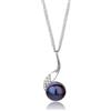 Miore Collana Donna Argento, Catena con Ciondolo di Perla Grigia Coltivata d'Acqua Dolce e Zirconi in Argento 925. Catenina Grumetta Lunga Cm 45. Pendente Donna anallergico.
