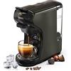 HIBREW Macchina da caffè H1A, macchina da caffè multi-capsula 4 in 1, macchina caffè espresso, compatibile con cialde DG/Nes/ESE/caffè macinato, arresto automatico, caffè caldo e freddo, nero