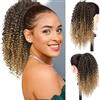 colorful panda Colorfulpanda Extension Coda Capelli Lunghi Posticci per Capelli Ricci Estensioni dei Capelli Ondulati Coda Capelli Extension Finta per le afro Donne,41cm,nero/biondo