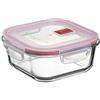 Tatay Contenitore per Alimenti, in Vetro, Ermetico, Capacità 0,8L, Coperchio a clip, Senza BPA, Adatto a microonde, Forno, Congelatore e lavastoviglie, Colore Rosso. Misura 16,4 x 16,4 x 6,9 cm