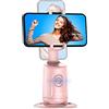 SelfieShow Supporto Smartphone con Funzione di Tracciamento del Viso, Supporti per Telefono Cellulare, Rotazione a 360°, Niente App Richiesta, Stream Live, Videochiamate per iPhone o Android(Rosa)