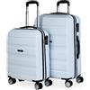 ITACA - Set valigie - Set Valigie Rigide Offerte. Valigia Grande Rigida, Valigia Media Rigida e Bagaglio a Mano. Set di Valigie con Lucchetto Combinazione TSA, Bianco