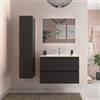 DEGHI Mobile bagno sospeso 70 cm nero opaco con lavabo integrato e specchio - Anami